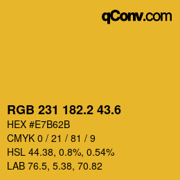 カラーコード: RGB 231 182.2 43.6 | qconv.com