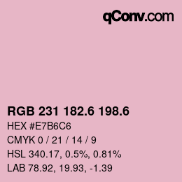カラーコード: RGB 231 182.6 198.6 | qconv.com