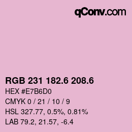 カラーコード: RGB 231 182.6 208.6 | qconv.com