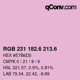 カラーコード: RGB 231 182.6 213.6 | qconv.com
