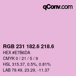 カラーコード: RGB 231 182.6 218.6 | qconv.com