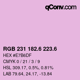カラーコード: RGB 231 182.6 223.6 | qconv.com