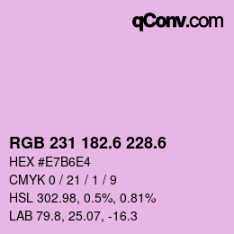 カラーコード: RGB 231 182.6 228.6 | qconv.com