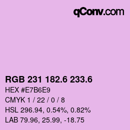 カラーコード: RGB 231 182.6 233.6 | qconv.com