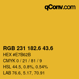 カラーコード: RGB 231 182.6 43.6 | qconv.com