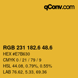 カラーコード: RGB 231 182.6 48.6 | qconv.com