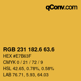カラーコード: RGB 231 182.6 63.6 | qconv.com
