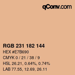カラーコード: RGB 231 182 144 | qconv.com
