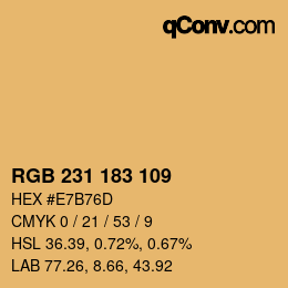 Color code: RGB 231 183 109 | qconv.com