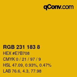 カラーコード: RGB 231 183 8 | qconv.com