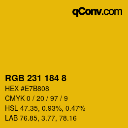 颜色代码: RGB 231 184 8 | qconv.com