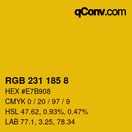 Color code: RGB 231 185 8 | qconv.com