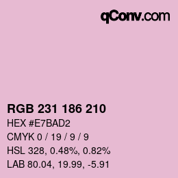 Color code: RGB 231 186 210 | qconv.com