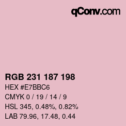 Color code: RGB 231 187 198 | qconv.com