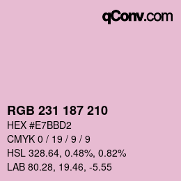 Color code: RGB 231 187 210 | qconv.com
