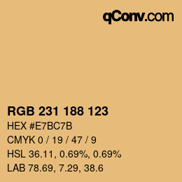 Farbcode: RGB 231 188 123 | qconv.com