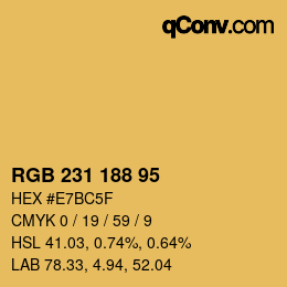 Color code: RGB 231 188 95 | qconv.com