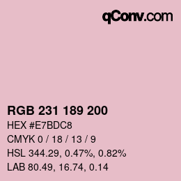 カラーコード: RGB 231 189 200 | qconv.com