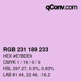 カラーコード: RGB 231 189 233 | qconv.com