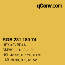 カラーコード: RGB 231 189 74 | qconv.com