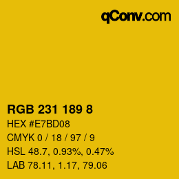 Color code: RGB 231 189 8 | qconv.com