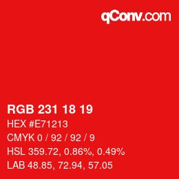 Color code: RGB 231 18 19 | qconv.com