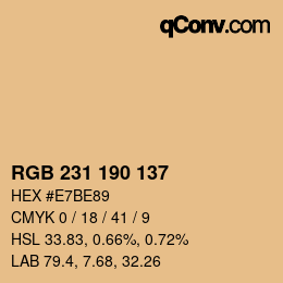 Color code: RGB 231 190 137 | qconv.com