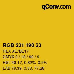 カラーコード: RGB 231 190 23 | qconv.com