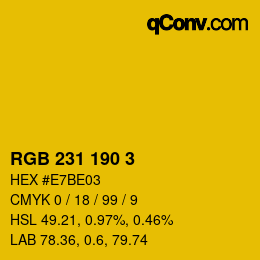 Color code: RGB 231 190 3 | qconv.com