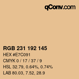 カラーコード: RGB 231 192 145 | qconv.com