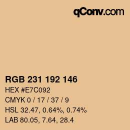 Color code: RGB 231 192 146 | qconv.com