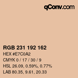 颜色代码: RGB 231 192 162 | qconv.com