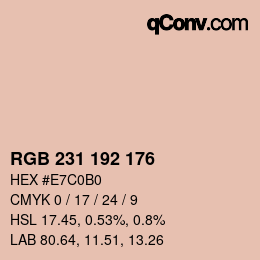颜色代码: RGB 231 192 176 | qconv.com
