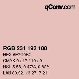 カラーコード: RGB 231 192 188 | qconv.com