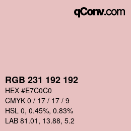 Color code: RGB 231 192 192 | qconv.com