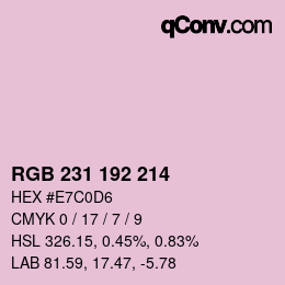 カラーコード: RGB 231 192 214 | qconv.com