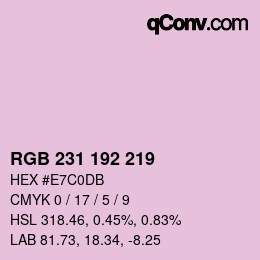 カラーコード: RGB 231 192 219 | qconv.com