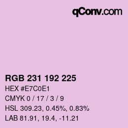 Color code: RGB 231 192 225 | qconv.com