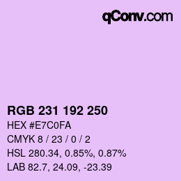カラーコード: RGB 231 192 250 | qconv.com