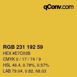 Color code: RGB 231 192 59 | qconv.com