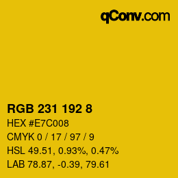 Color code: RGB 231 192 8 | qconv.com