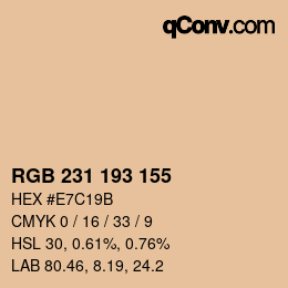 Código de color: RGB 231 193 155 | qconv.com