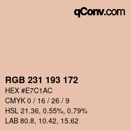Color code: RGB 231 193 172 | qconv.com