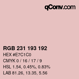 Color code: RGB 231 193 192 | qconv.com