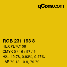 Color code: RGB 231 193 8 | qconv.com