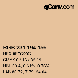 Color code: RGB 231 194 156 | qconv.com