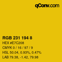 颜色代码: RGB 231 194 8 | qconv.com