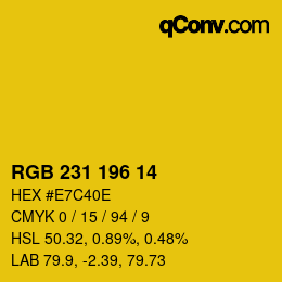 颜色代码: RGB 231 196 14 | qconv.com