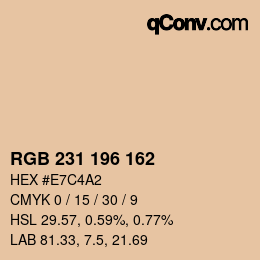 Color code: RGB 231 196 162 | qconv.com