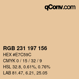 颜色代码: RGB 231 197 156 | qconv.com
